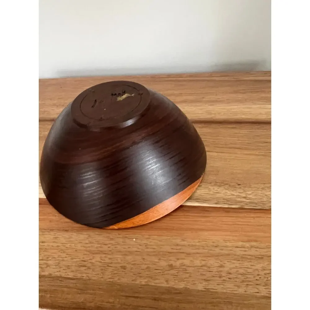 Vintage Signed John May Hand Turned Teak Bowl Jackson NH JL